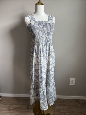 Charlie Paige print cotton midi dress smocked bodice tiered ruffled hem market